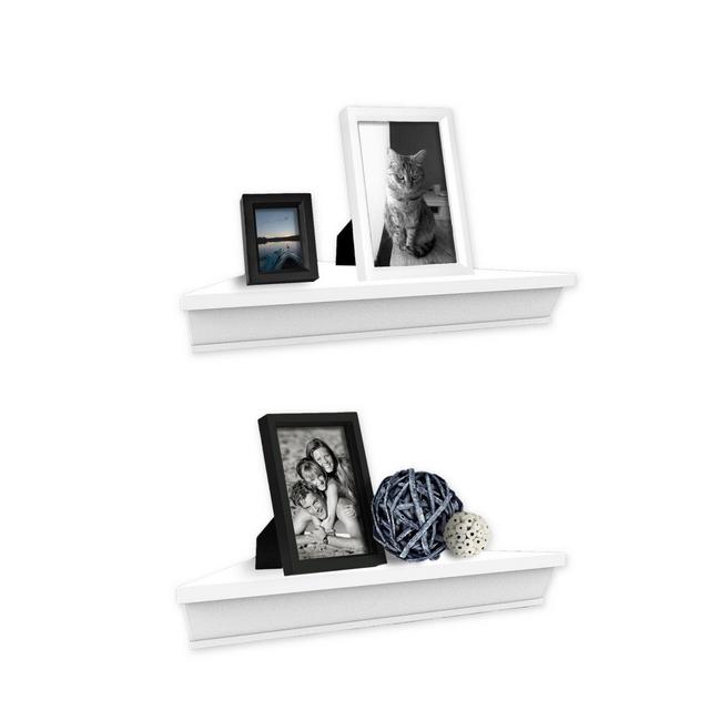 Wall Solutions Ledge 2-Piece Corner Shelf Set in White