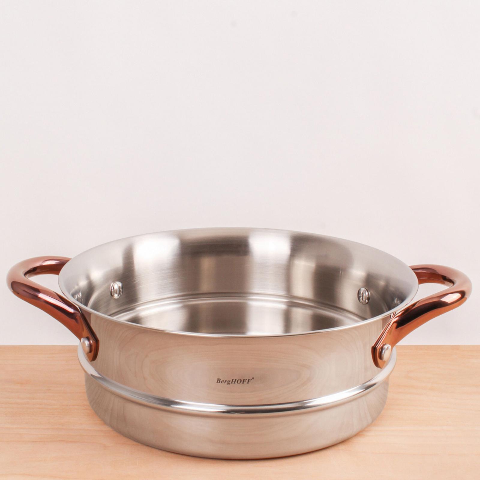BergHOFF Ouro Gold 18/10 Stainless Steel Steamer Set, Glass Lid, Rose Gold Handles