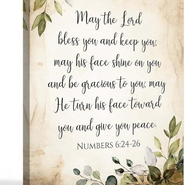 Numbers 6 24-26 Wall Art Bible Verses Wall Decor Retro Framed Quotes May The Lord Bless You And Keep You Christian Wall Art Pictures 08x12 inches