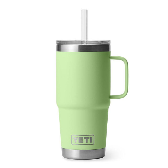 YETI Rambler 25 oz Tumbler with Handle and Straw Lid, Travel Mug Water Tumbler, Vacuum Insulated Cup with Handle, Stainless Steel, Key Lime