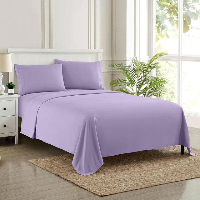 Queen Size Bed Sheets - Breathable Luxury Sheets with Full Elastic & Secure Corner Straps Built In - 1800 Supreme Collection Extra Soft Deep Pocket Bedding Set, Sheet Set, Queen, Lavender