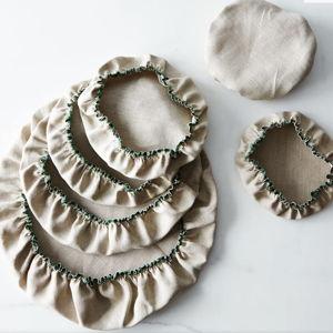 Dot and Army Cloth Bowl Covers in Linen & Cotton, Set of 6