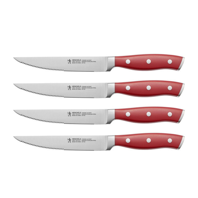 Henckels Forged Accent Set 4pc Steak Knife Set Red
