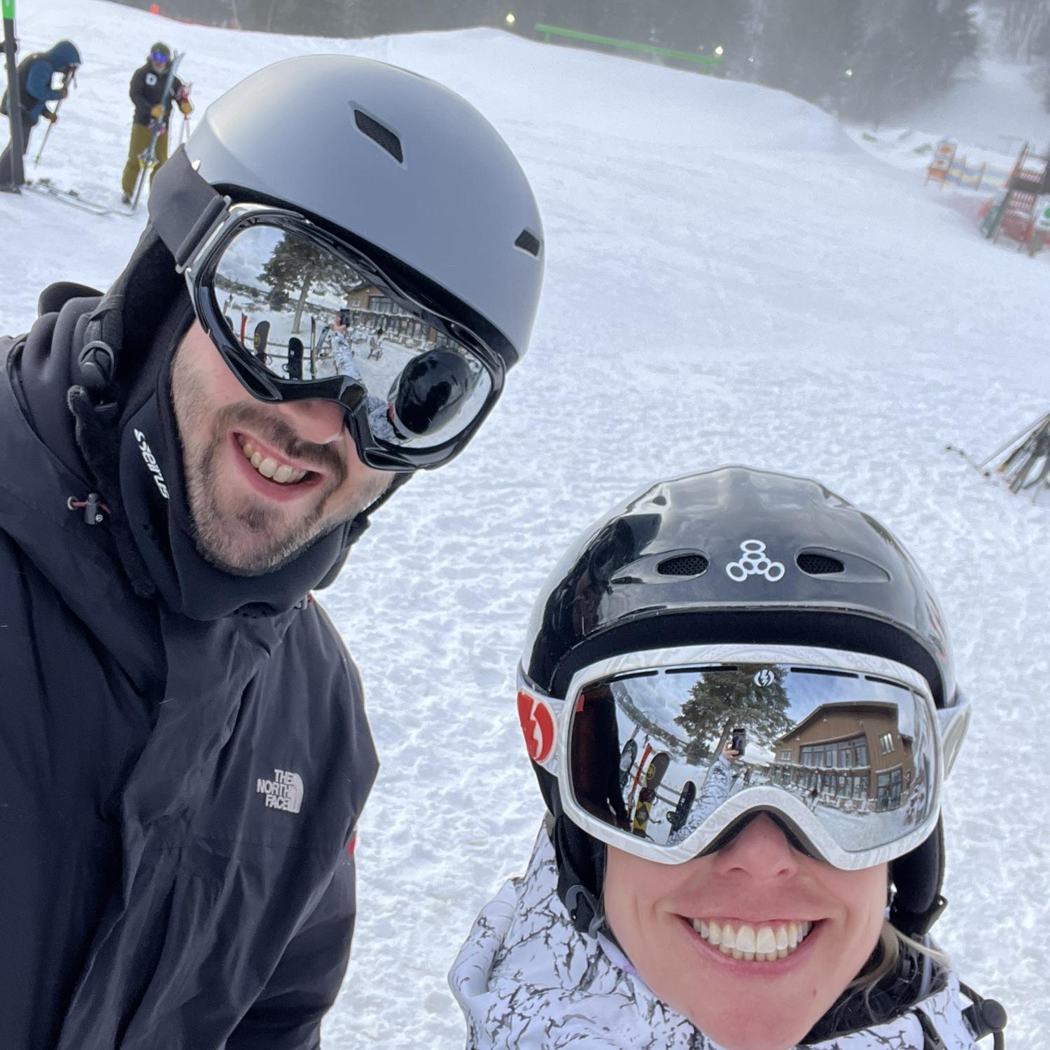 We also enjoy hitting the slopes together when we can in the winter!