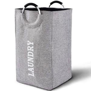 Large Collapsible Laundry Hamper Bag with Handles, 15 x 15 x 26 Inches Foldable Clothes Basket for Washing Storage