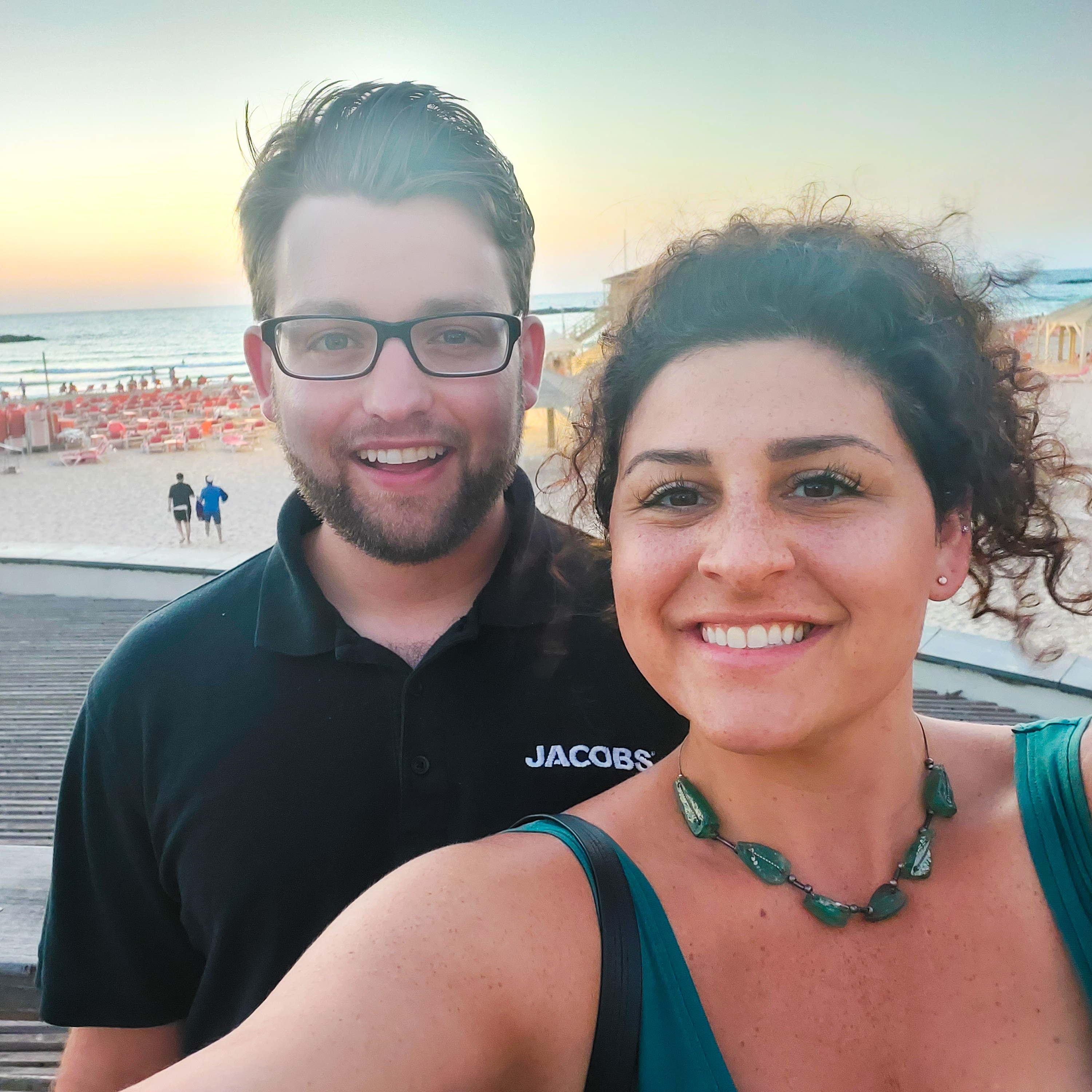 Sunset on the beach in Tel Aviv.