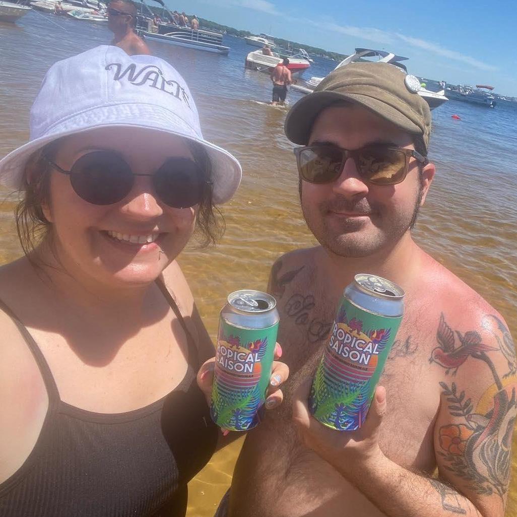 Having a proper holiday at the lake with good brews and great buds
