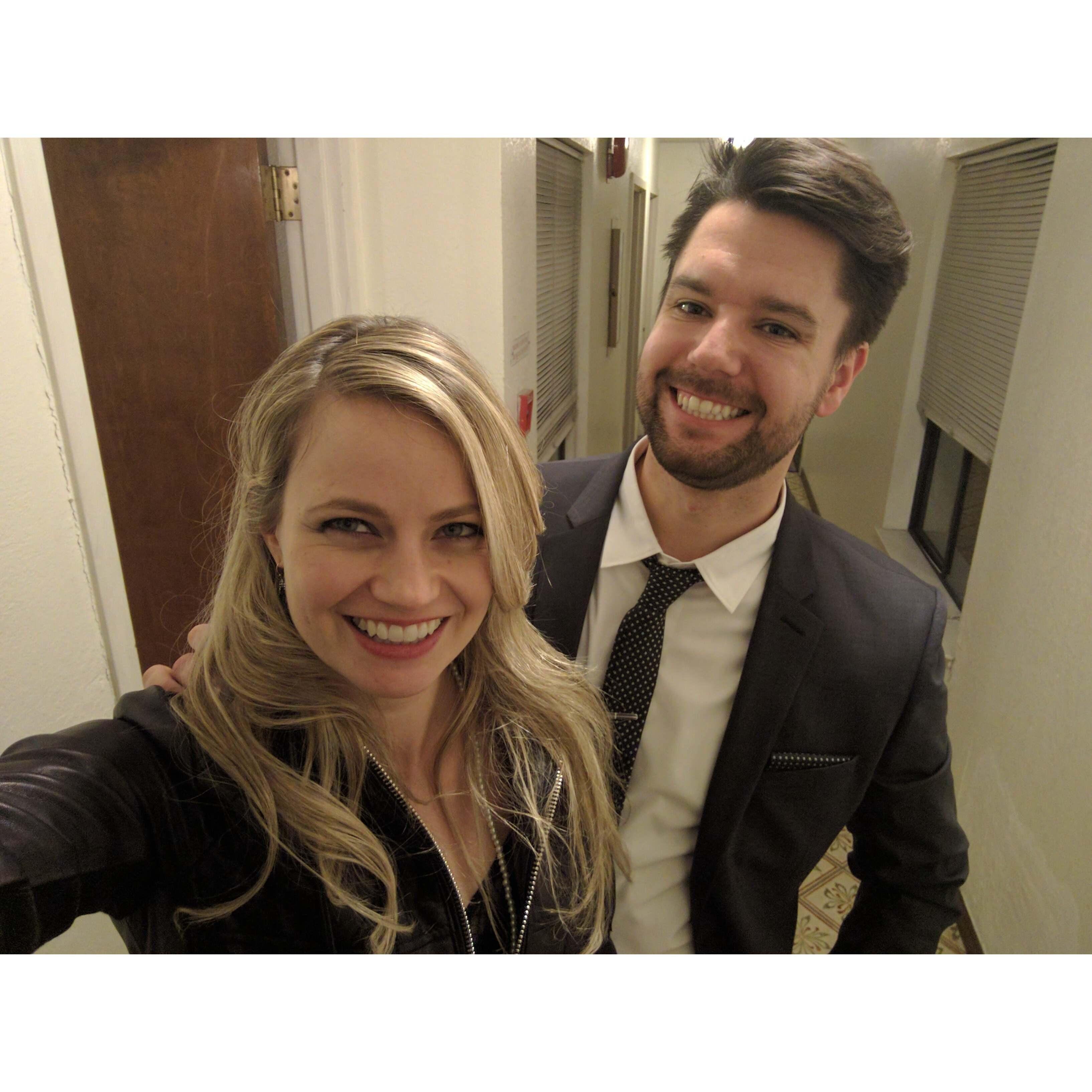 Posing for a quick photo after the Google holiday party.