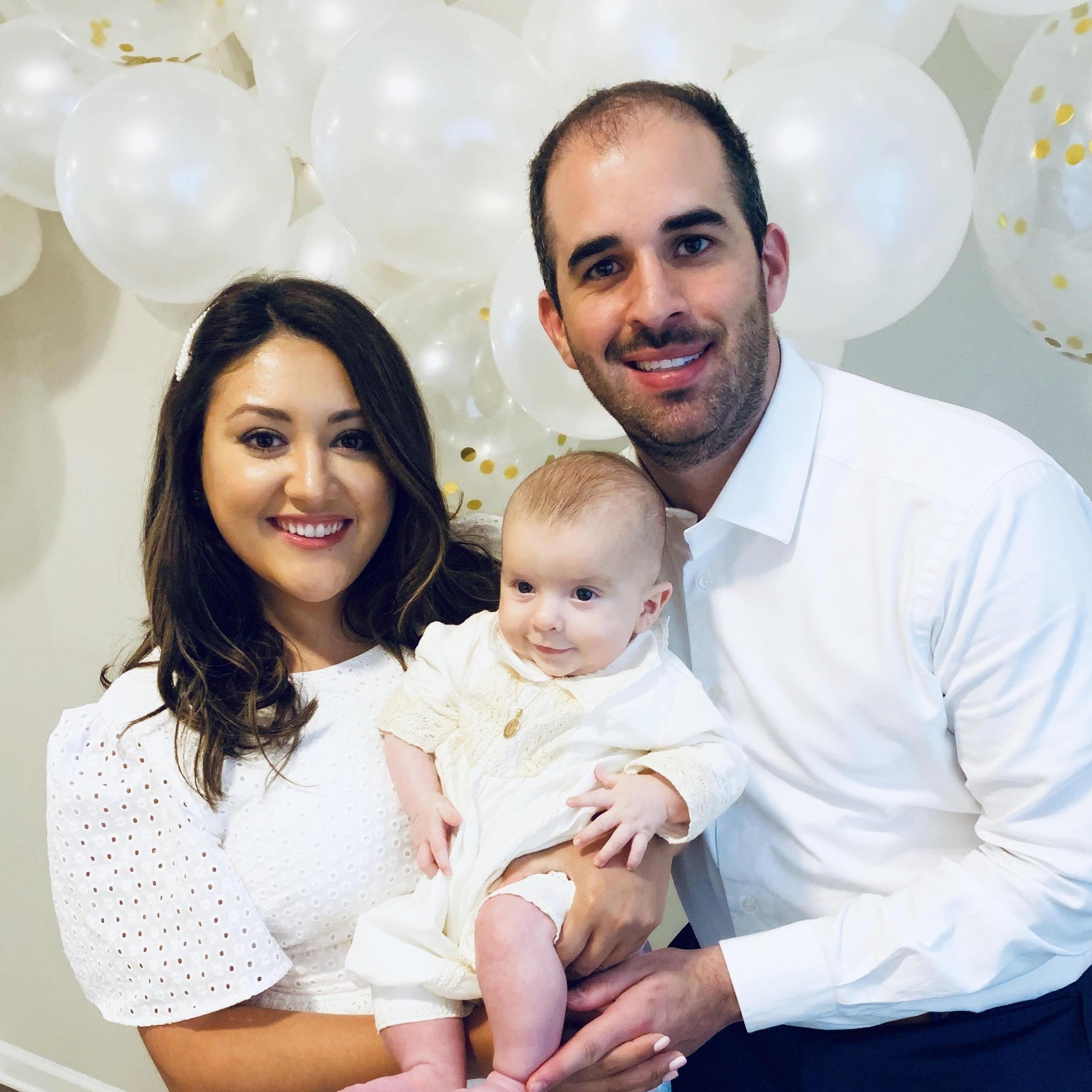 With our beautiful godson, Noah, on the day of his baptism.