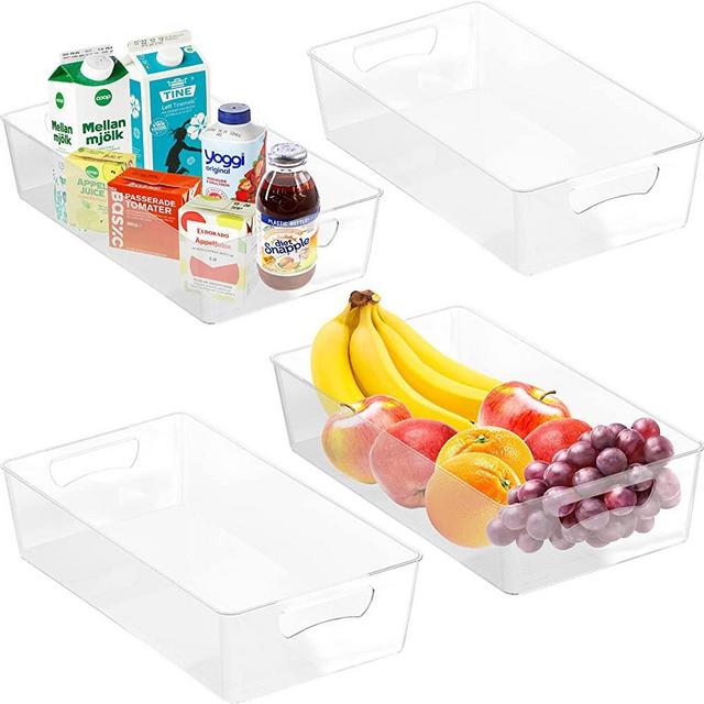 Simple Houseware 4PK XL Size Kitchen Bin Organizer, 15" x 8.4" x 3.75", Clear