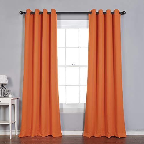 MYSKY HOME Solid Grommet top Thermal Insulated Window Blackout Curtains, 52 x 84 Inch, Orange, 1 Panel