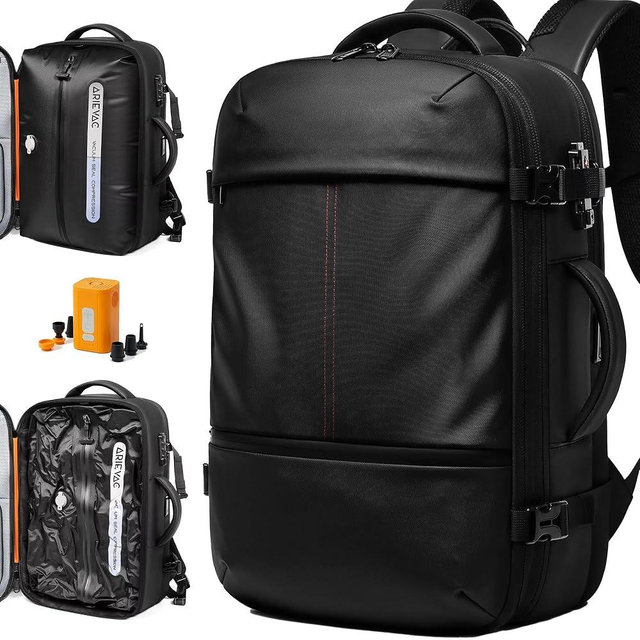 IKYWT Vacuum Seal Backpack Travel with Ultra-Power Pump, 80L Expandable Travel Backpack with Vacuum System w/TSA Lock