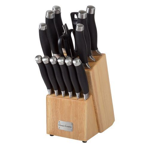 15-Piece Stainless Steel Knife Set & Wood Block