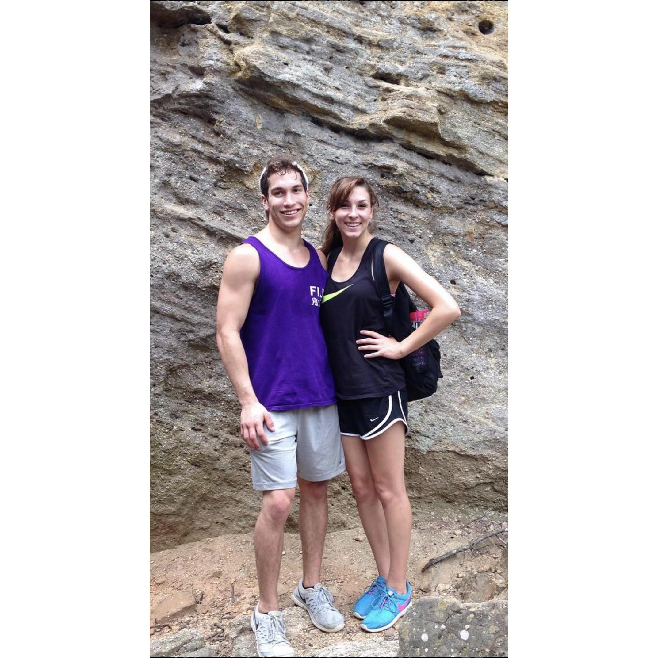 This was our third date in 2015.
We had a stranger take this photo after a successful hike in Mineral Wells.