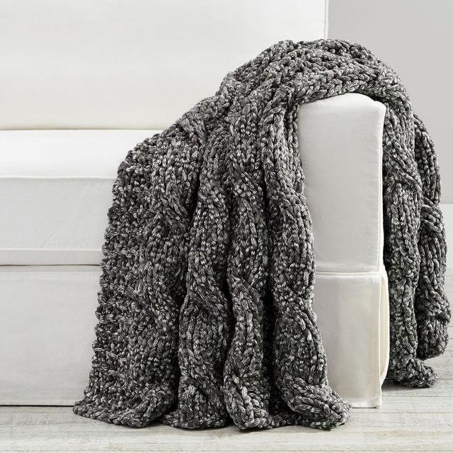 Colossal Handknit Throw, 44 x 56", Heathered Gray