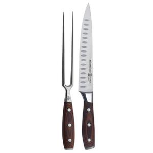 Messermeister Avanta Pakkawood 2 Piece Kullenschliff Carving Set, Brown