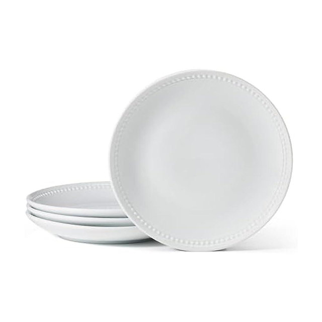 Everyday White Beaded Coupe Set of 4 Dinner Plates, 10.5 inch
