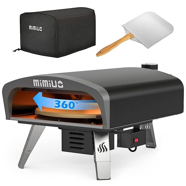 Mimiuo Outdoor Gas Pizza Oven Portable Propane Pizza Grilling Stove with Automatic Rotation System, Oven Cover, Pizza Stone and Pizza Peel - (Tisserie G-Oven Series) - Global Patent