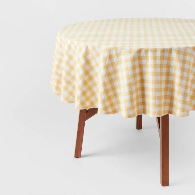 70" Cotton Gingham Round Tablecloth Yellow - Threshold™