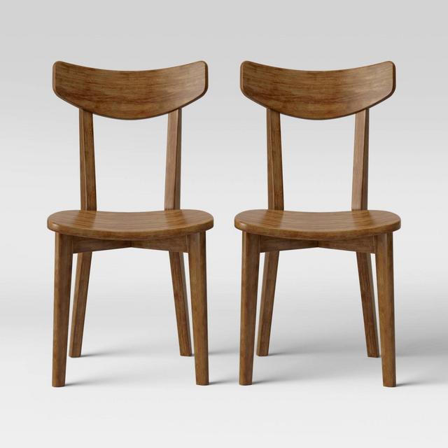 2pk Astrid Mid-Century Dining Chairs Wood Seat Walnut - Project 62™