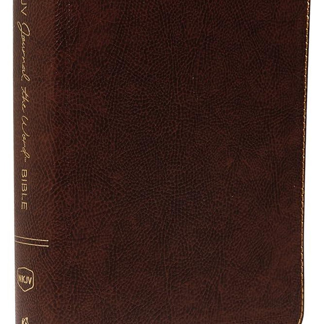 NKJV, Journal the Word Bible, Large Print, Bonded Leather, Brown, Red Letter Edition: Reflect, Journal, or Create Art Next to Your Favorite Verses