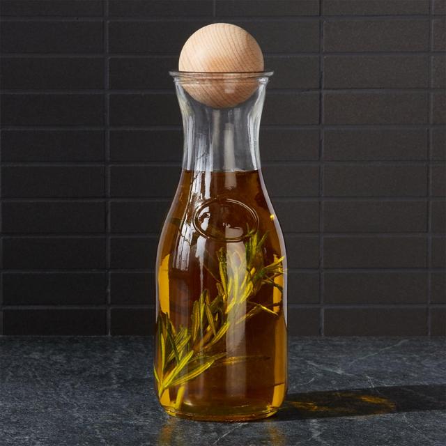 Large Glass Bottle with Wood Stopper