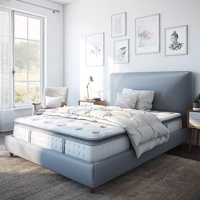 Classic Brands Mercer Pillow Top Cool Gel Memory Foam and Innerspring Hybrid 12-Inch Mattress , King, White
