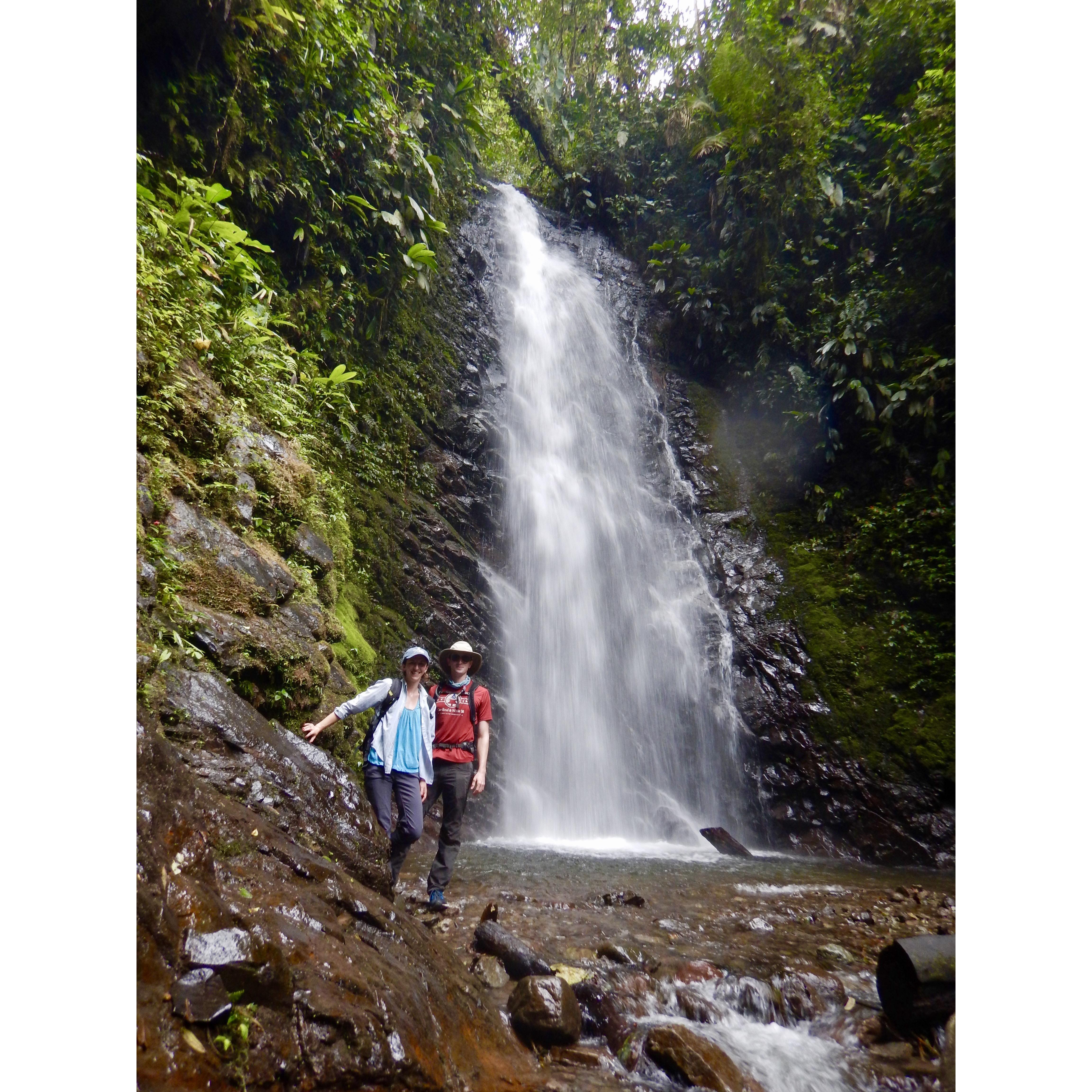 A beautiful waterfall in Costa Rica, minutes before Anja tripped and got covered in mud