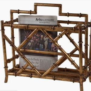 18" Bamboo-Style Magazine Rack, Gold