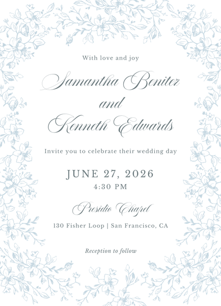 Venado Portrait | Baby Blue | Zola Wedding Invitations