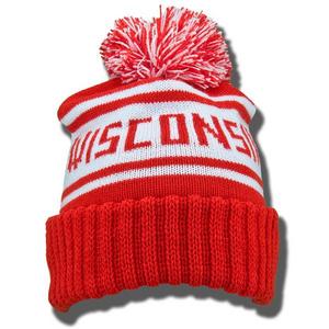 Wear-a-Knit Cuffed Wisconsin Knit Hat (Red/White)