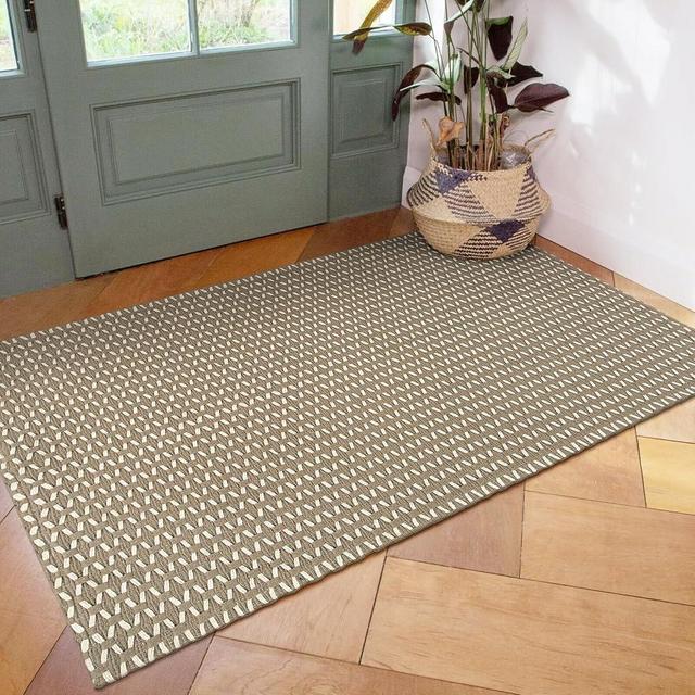 OJIA Washable Rugs 3x5 ft Front Door Rugs Entryway Rugs Indoor Outdoor Rug Cotton Hand-Woven Tan Kitchen Rug Farmhouse Throw Rugs Door Mats Entrance Rugs for Bedroom Bathroom Porch
