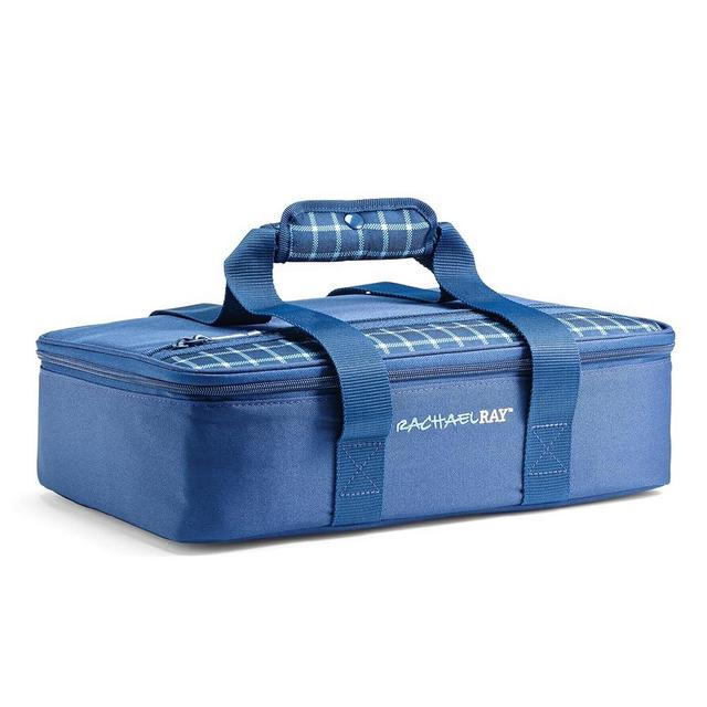 Rachael Ray Lasagna Lugger, Thermal Insulated Casserole Carrier for Hot or Cold Food, Lugger Tote for Potluck, Parties, Picnic, and Cookouts, Fits 9" x 13" Baking Dish, Navy Gingham