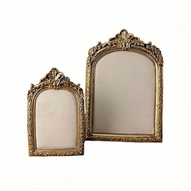 HSDDHOME Large Two-Piece Gold Resin Jewelry Display Stand, Vintage Photo Frame Earring Holder, Velvet Necklace Storage Box, Elegant Décor for Jewelry and Collectibles