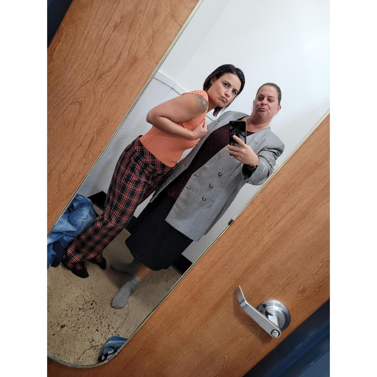 That time Angel convinced Sarah to do a "thrift store challenge" with her