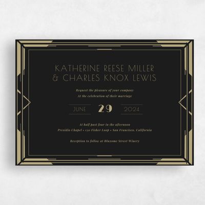 Black Wedding Invitation - Baker Classic
