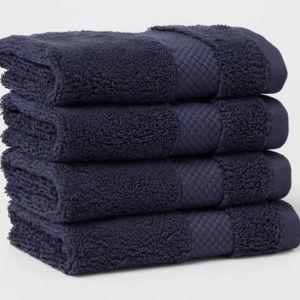 4pc Performance Plus Washcloths Navy - Threshold™: Heavyweight Cotton, Terry, Machine Washable