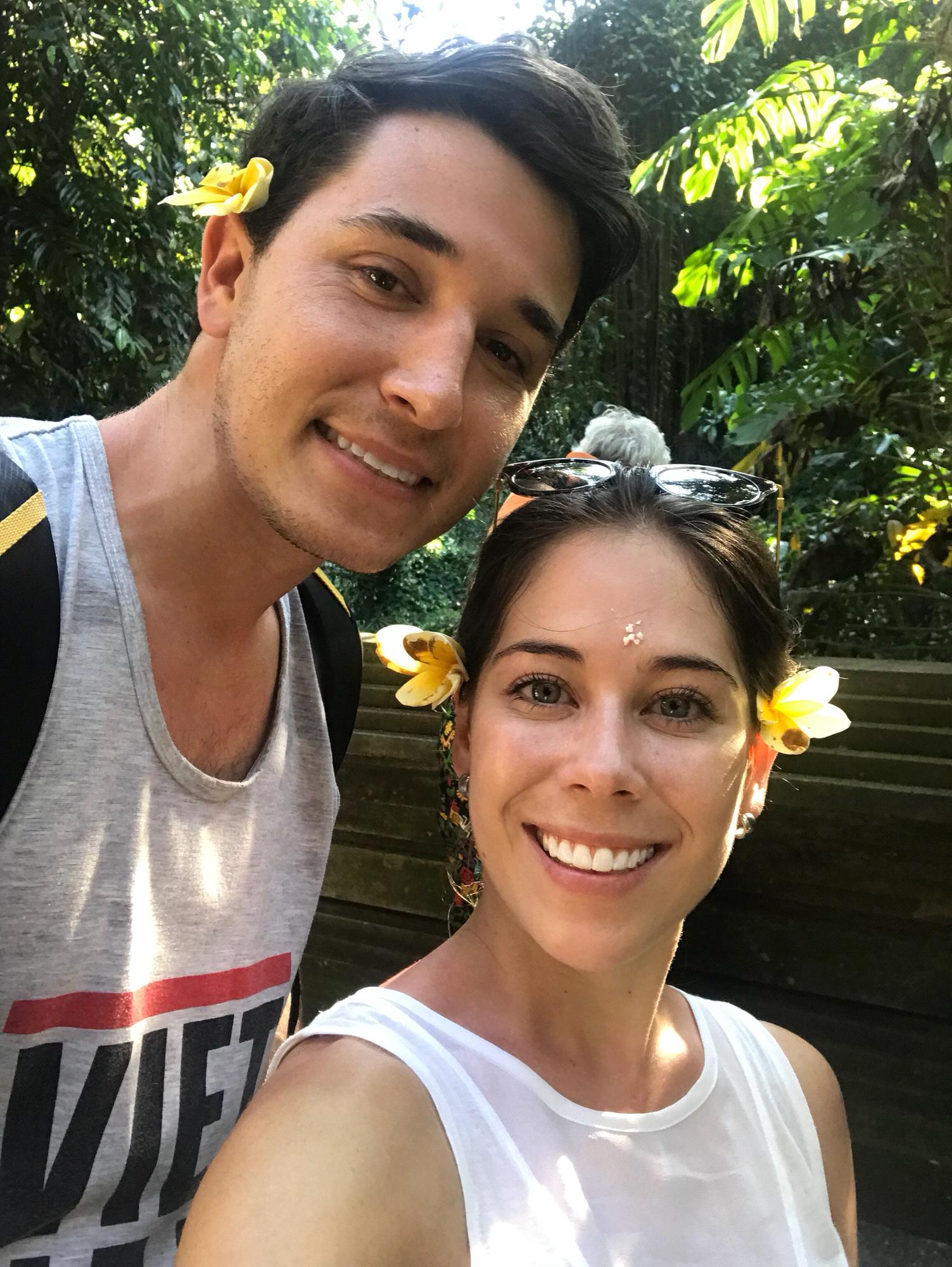 Happiness after being blessed by a monk in Bali!