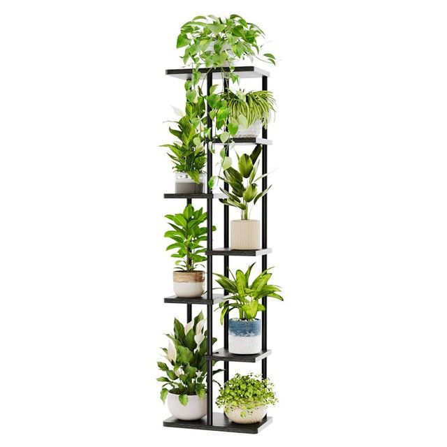Bamworld Tall Plant Stand Indoor, Corner 7 Tier Metal Plant Shelf for Multiple Plants, Tiered Flower Pot Stands for Patio Garden Balcony Living Room Bedroom, Brown