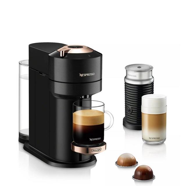Vertuo Next Premium Coffee and Espresso Maker by DeLonghi with Aeroccino Milk Frother, Black Rose Gold