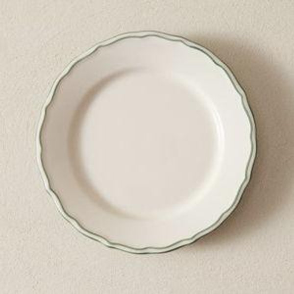 Earthenware Dessert Plate with Contrasting Rim