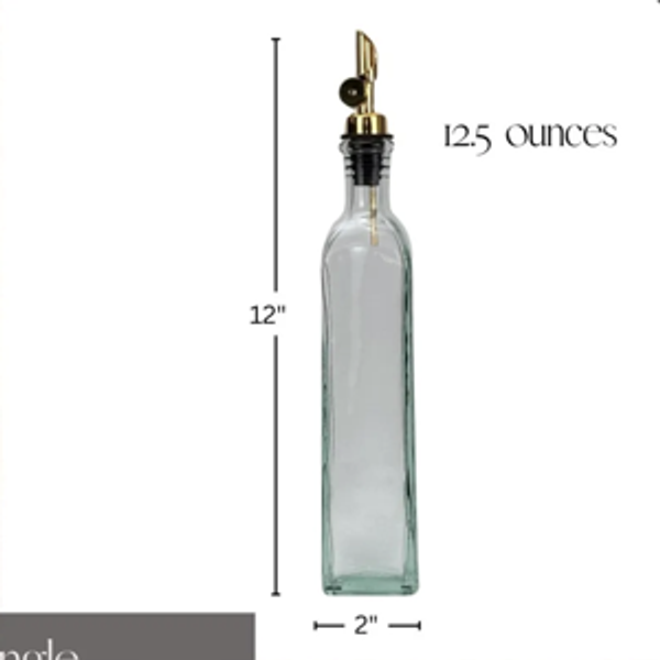 Apothecary Glass Bottles with Weighted Pour Spouts | Variety of Options | Perfect for Oils and Vinegars - 12.5oz RectngleClear, Gold Rubber Base