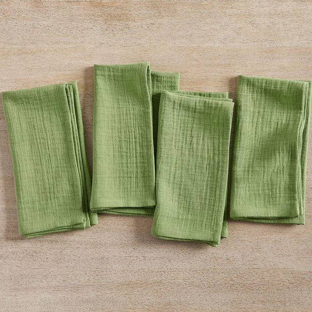 Monique Lhuillier Paola Textural Solid Napkins, Set of 4 - Green