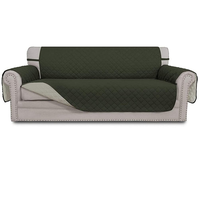 Easy-Going Sofa Slipcover Reversible Sofa Cover Water Resistant Couch Cover Furniture Protector with Elastic Straps for Pets Kids Children Dog Cat(Sofa, Army Green/Beige)