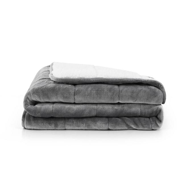 48" x 72" 15lbs Reversible Velvet Sherpa Weighted Bed Blanket Gray - Rejuve