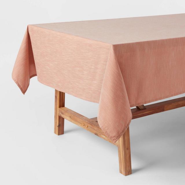 120" x 60" Cotton Chambray Tablecloth Pink - Threshold™