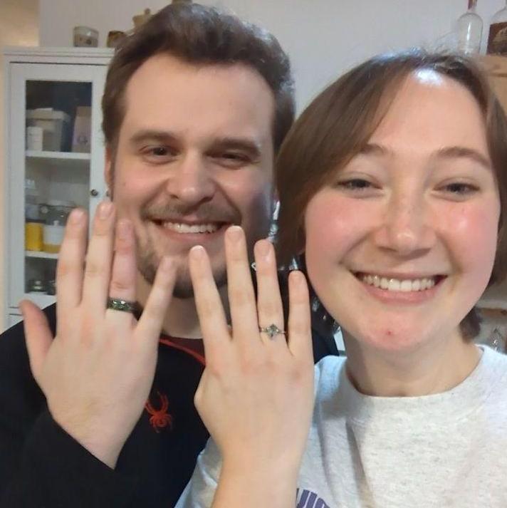 The picture we sent to our loved ones to announce our future together!