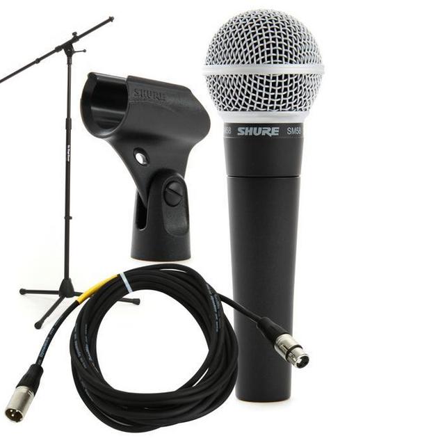 Shure SM58 Handheld Microphone with Boom Stand and Cable