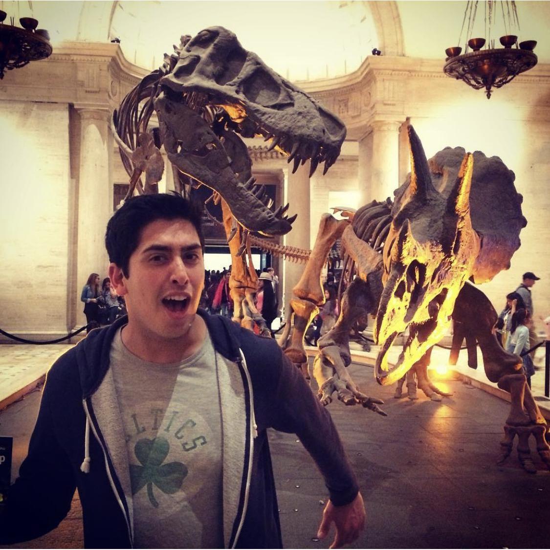Mickey being silly at the Natural History Museum