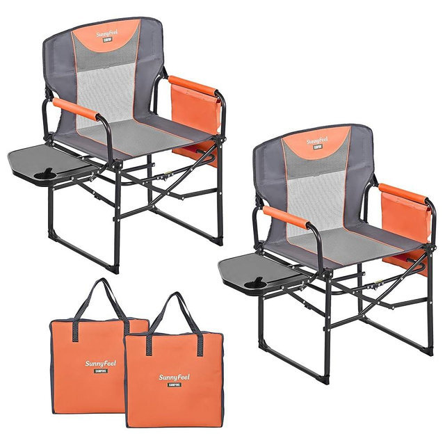 SUNNYFEEL Camping Directors Chair, Heavy Duty,Oversized Portable Folding Chair with Side Table, Pocket for Beach, Fishing,Trip,Picnic,Lawn,Concert Outdoor Foldable Camp Chairs